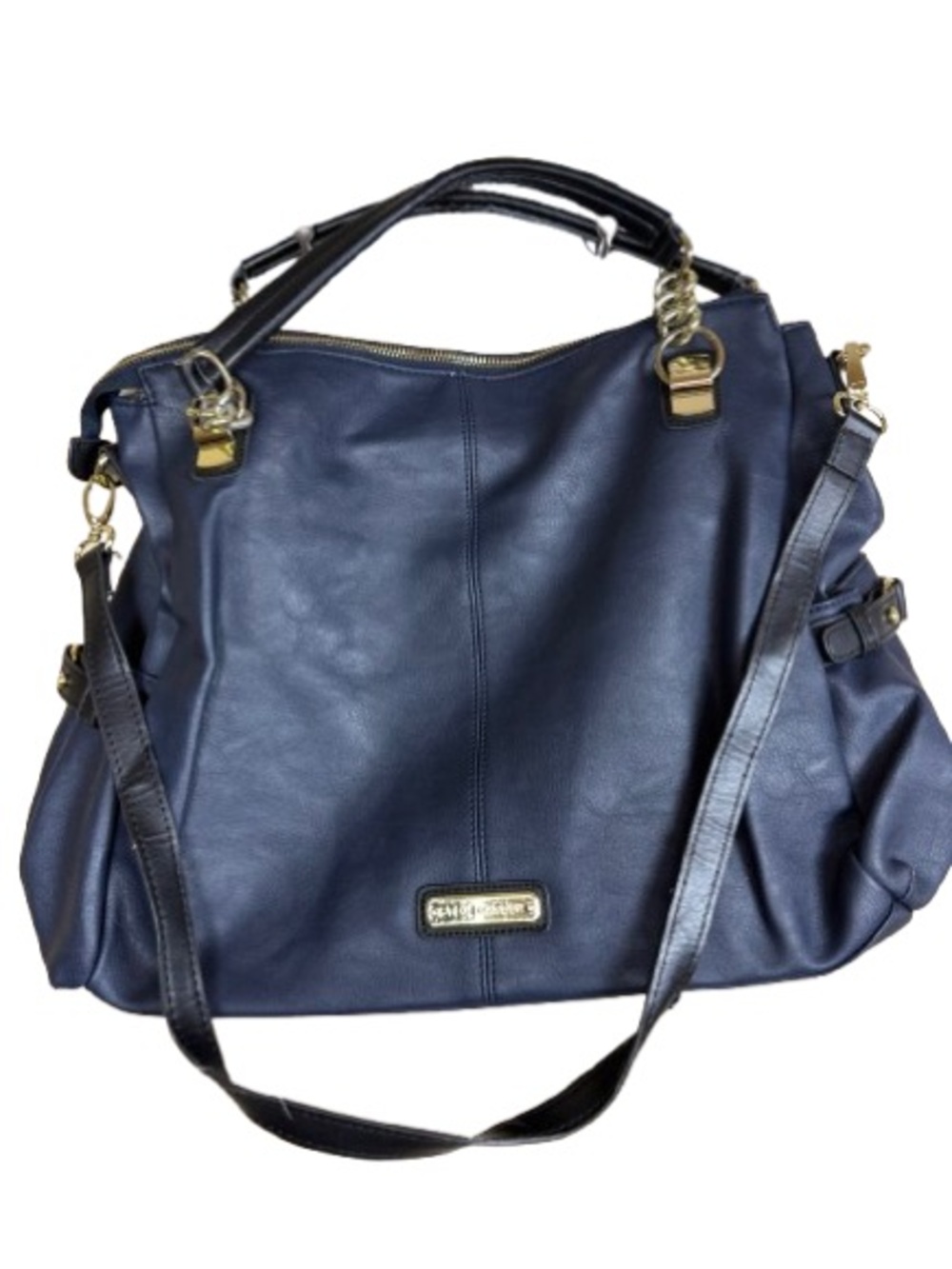 Steve Madden Navy Shoulder Bag with Gold Hardware